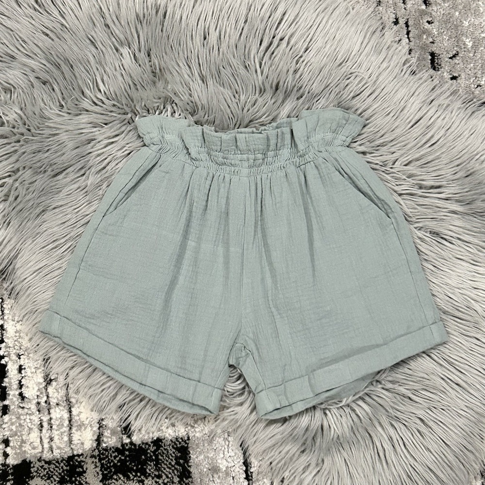 Siaomimi Girls Seafoam Green High Waisted Crinkle Shorts Size 12Y NWT